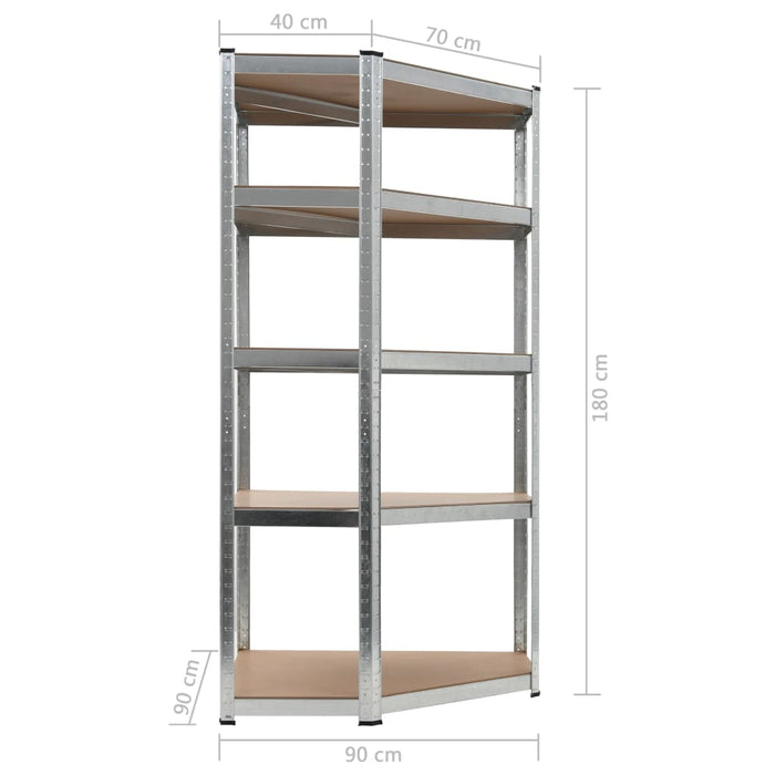 Storage Shelf Silver 90x90x180 cm Steel and MDF