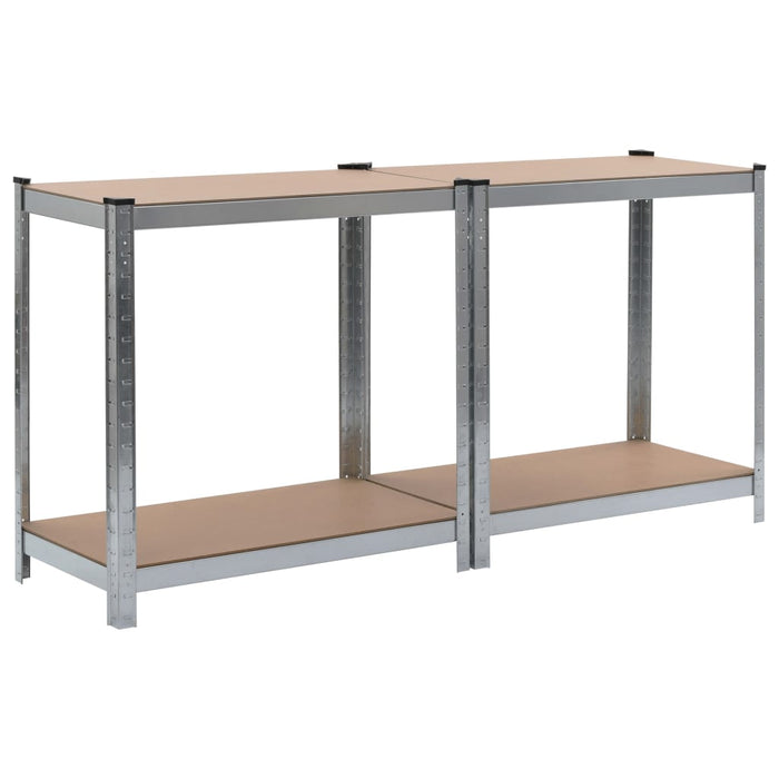 Storage Shelves 2 pcs Silver 80x40x160 cm Steel and MDF