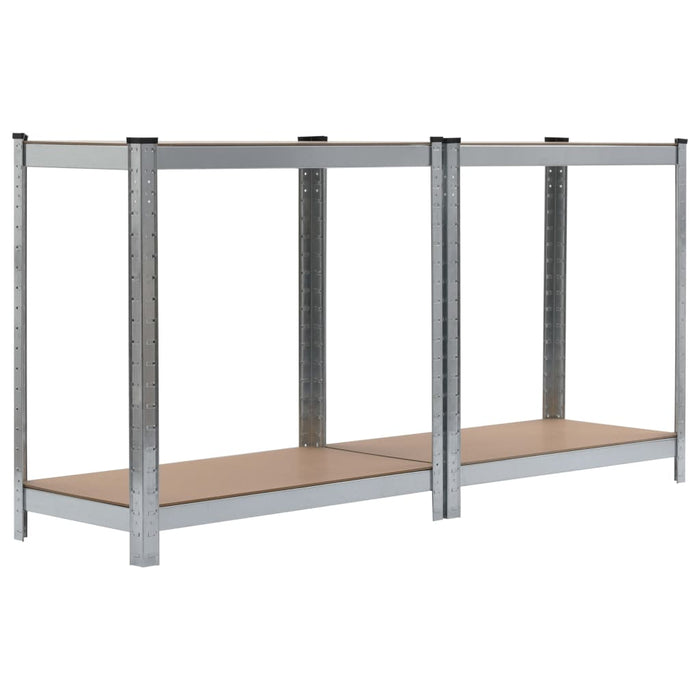 Storage Shelves 2 pcs Silver 80x40x160 cm Steel and MDF