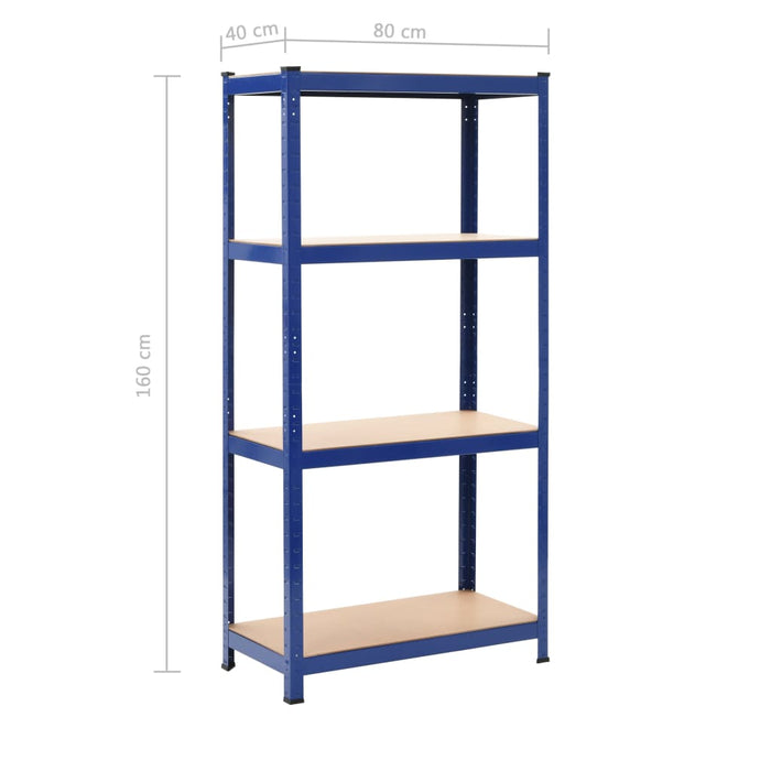 Storage Shelf Blue 80x40x160 cm Steel and MDF