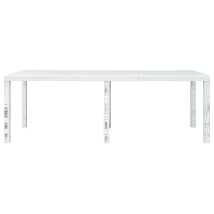 Garden Table White 220x90x72 cm Plastic Rattan Look