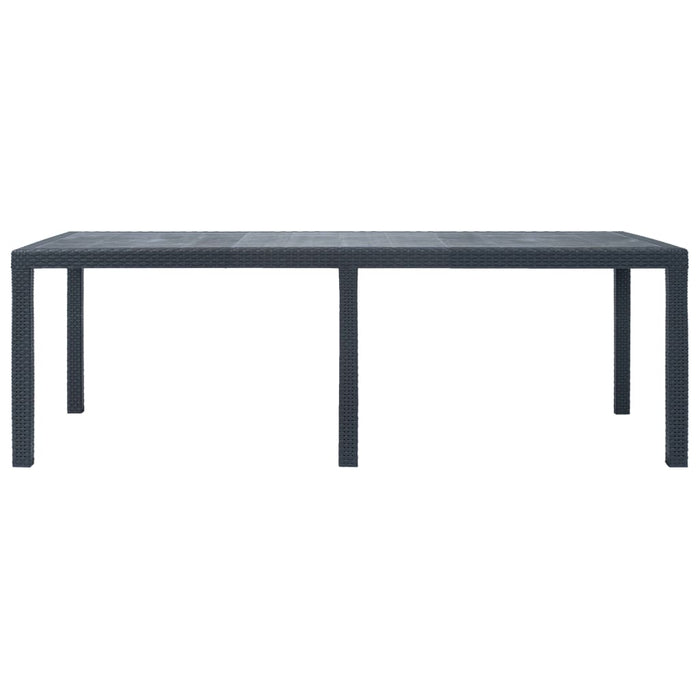 Garden Table Anthracite 220x90x72 cm Plastic Rattan Look