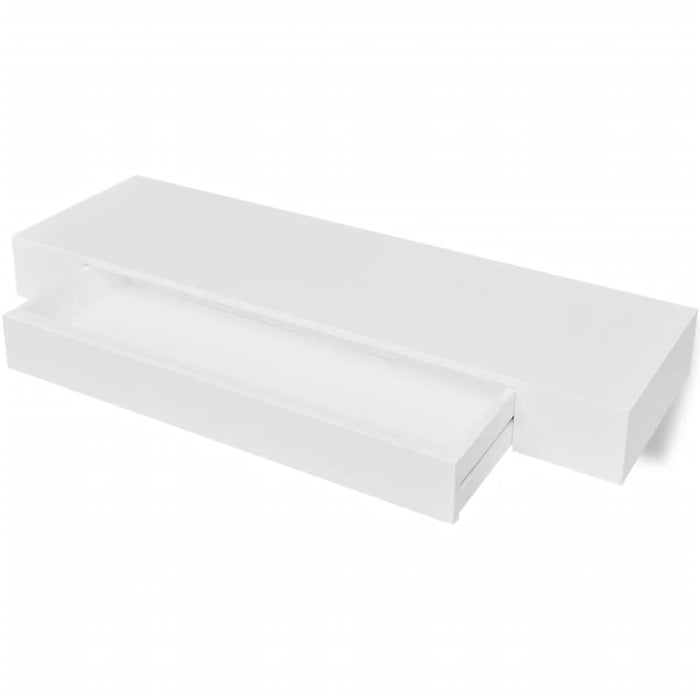 Floating Wall Shelves with Drawers 2 pcs White 80 cm