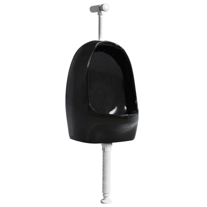 Wall Hung Urinal with Flush Valve Ceramic Black