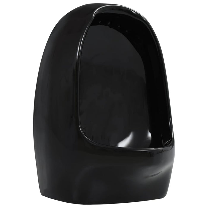 Wall Hung Urinal with Flush Valve Ceramic Black