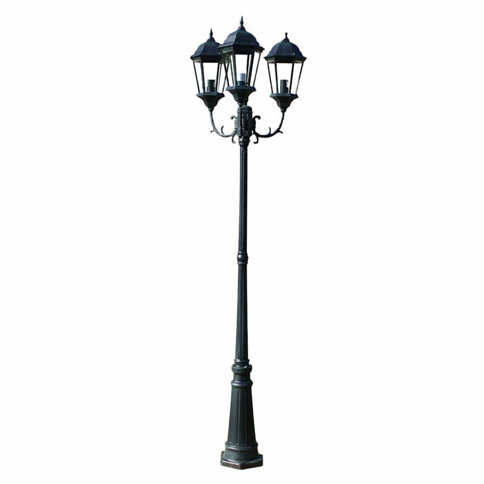 Garden Light Post 3-arms 230 cm Dark Green/Black Aluminium