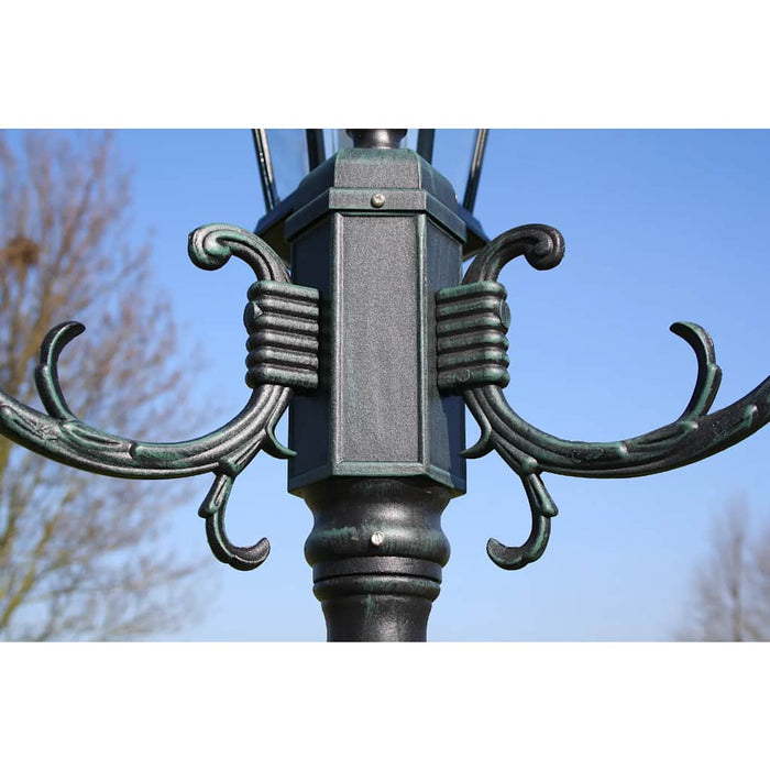 Garden Light Post 3-arms 230 cm Dark Green/Black Aluminium