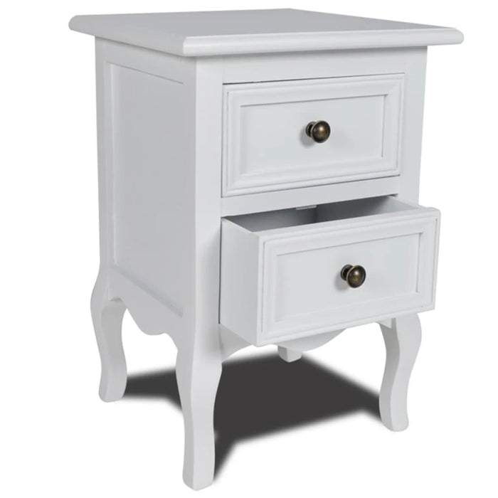 Nightstand with 2 Drawers MDF White