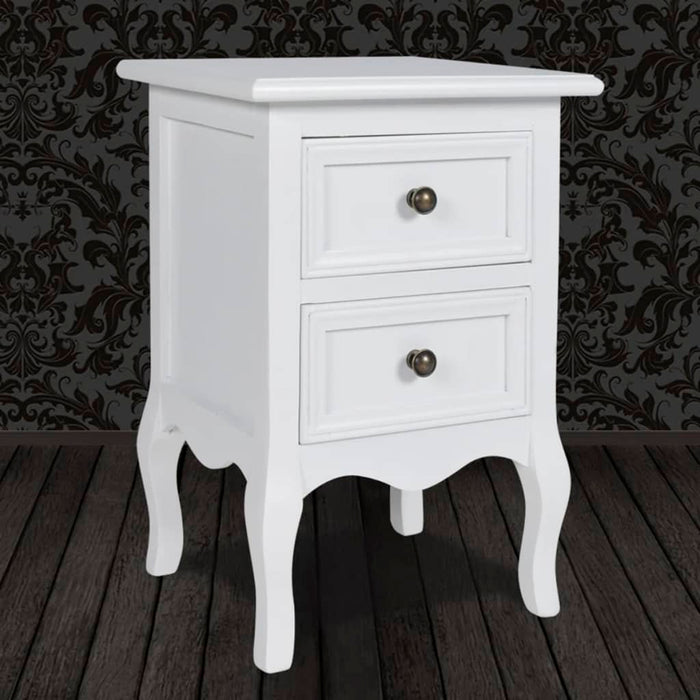 Nightstand with 2 Drawers MDF White