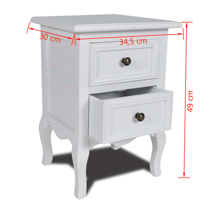 Nightstand with 2 Drawers MDF White