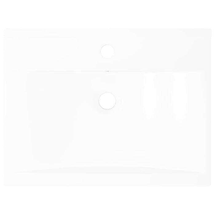 Rectangular Ceramic Basin Sink White with Faucet Hole 60x46 cm