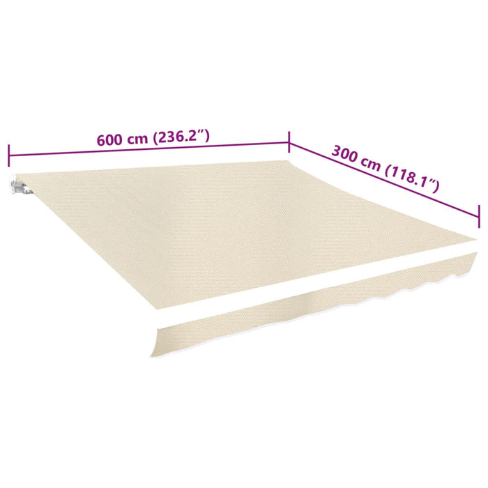 Awning Top Parasolar Canvas Cream 6 x 3 m