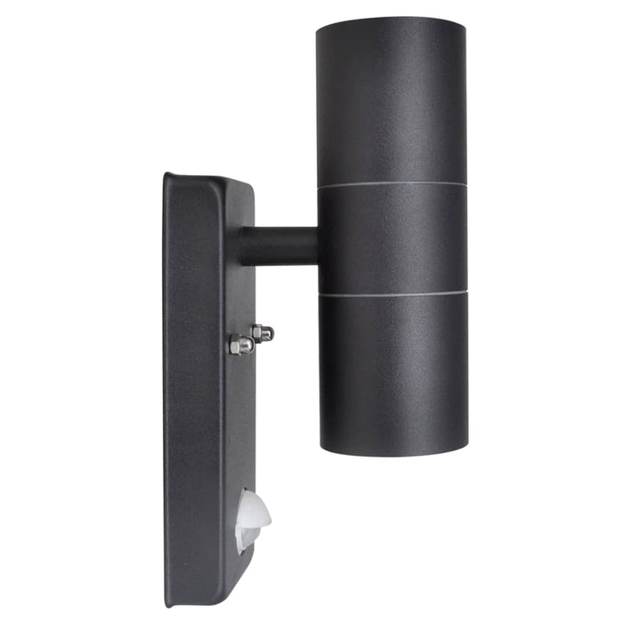 LED Wall Lamp Stainless Steel Cylinder Shape Black with Sensor