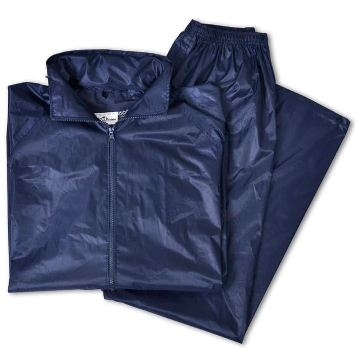 Men's Navy Blue 2-Piece Rain Suit with Hood M