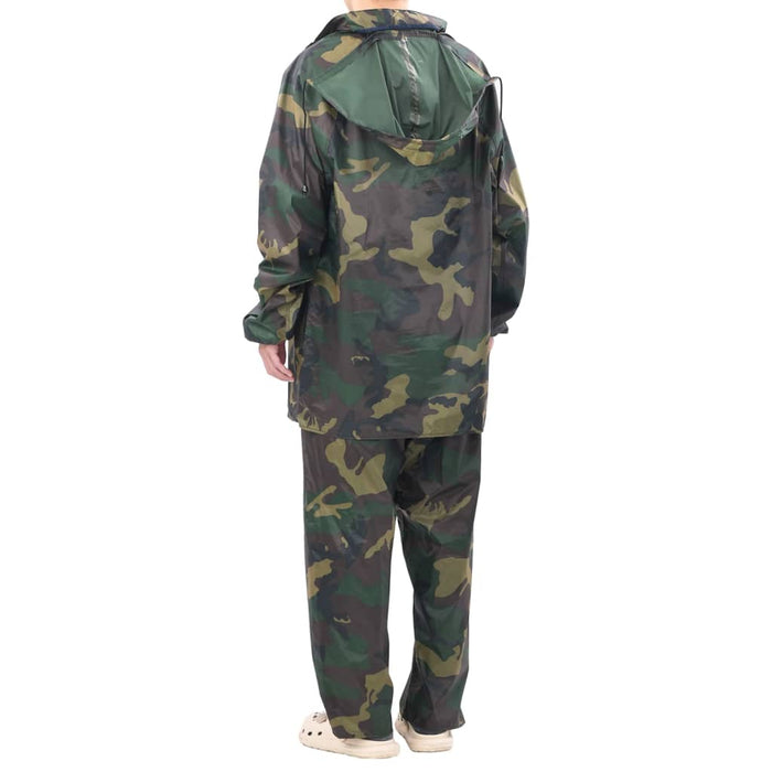 Men's Camo Print 2-Piece Rain Suit with Hood M