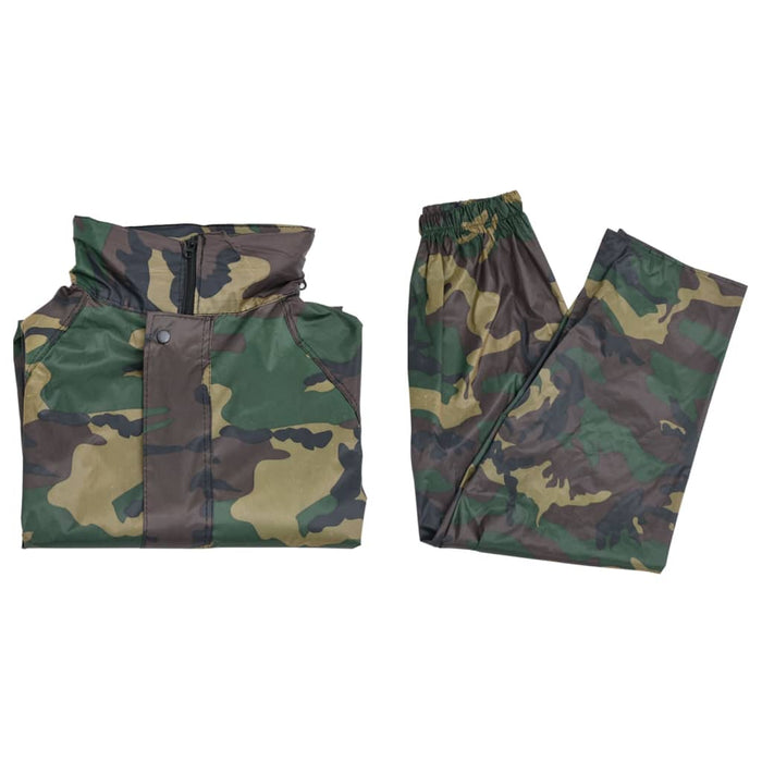 Men's Camo Print 2-Piece Rain Suit with Hood M