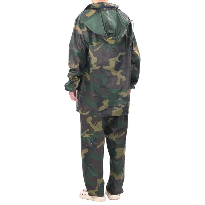 Costum de ploaie 2 piese cu imprimeu Camo și glugă L