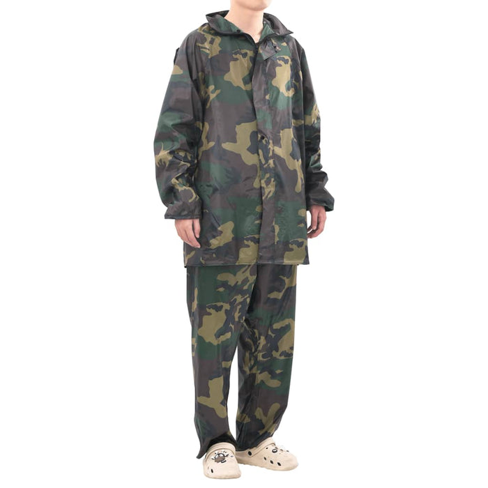 Men's Camo Print 2-Piece Rain Suit with Hood XL