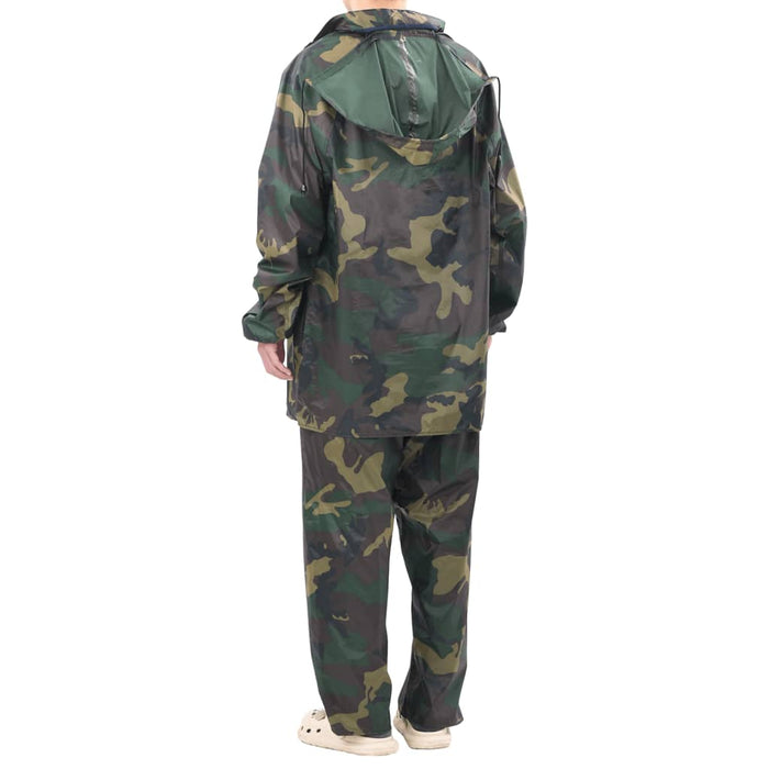 Men's Camo Print 2-Piece Rain Suit with Hood XL