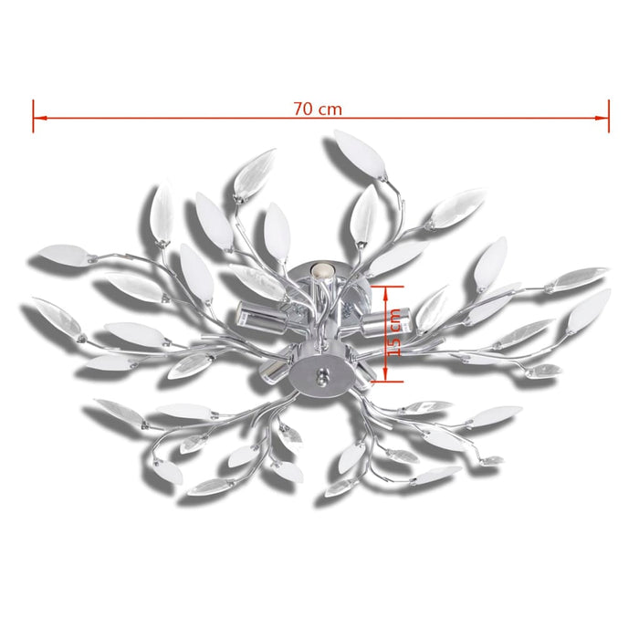 Прозрачна и бяла таванна лампа Акрилни кристални рамена с листа 5 крушки E14