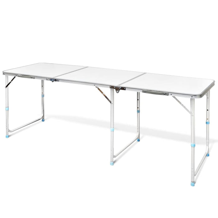 Foldable Camping Table Height Adjustable Aluminium 180 x 60 cm