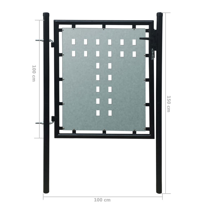 Black Single Door Fence Gate 100 x 150 cm