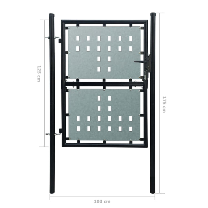 Black Single Door Fence Gate 100 x 175 cm