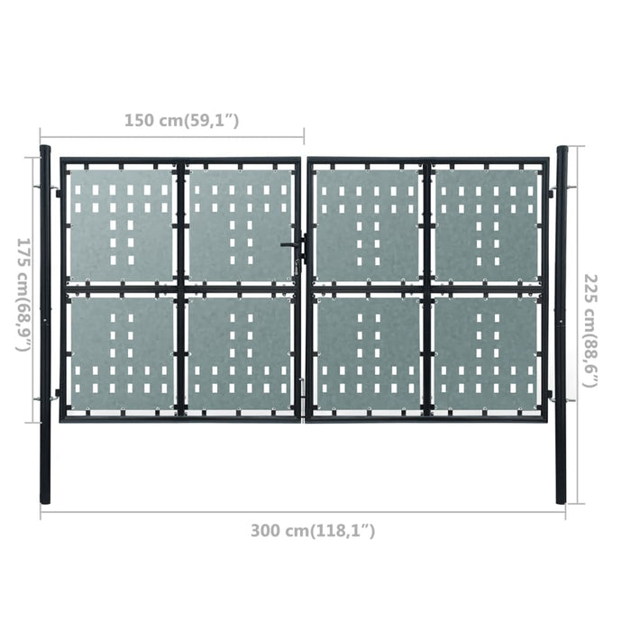 Black Double Door Fence Gate 300 x 225 cm