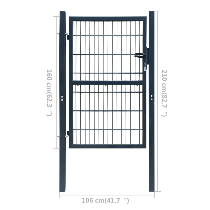 2D Fence Gate (Single) Anthracite Grey 106 x 210 cm