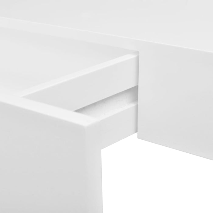 White MDF Floating Wall Display Shelf 1 Drawer Book/DVD Storage