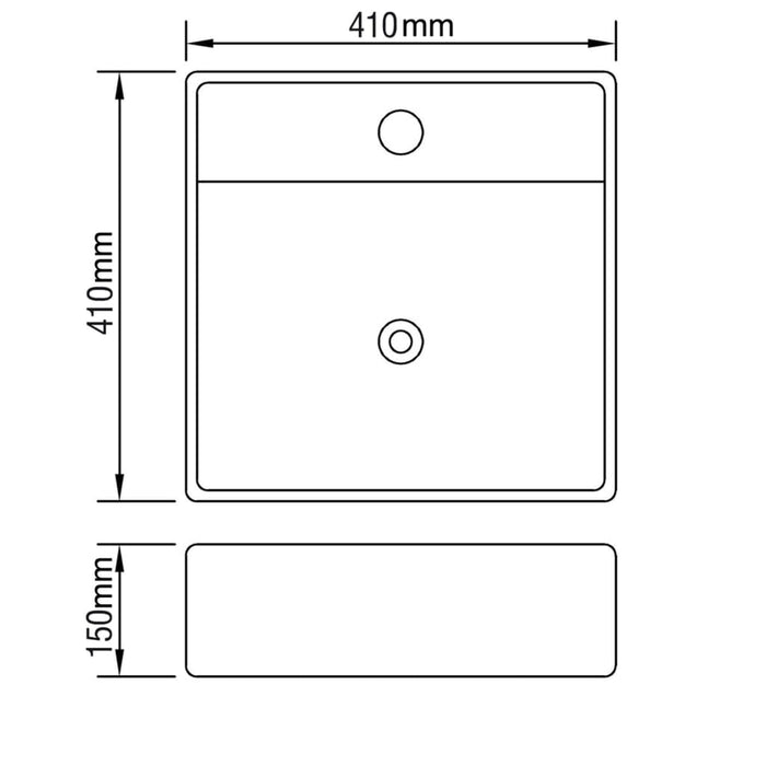 Ceramic Bathroom Sink Basin Faucet /Overflow Hole Black Square