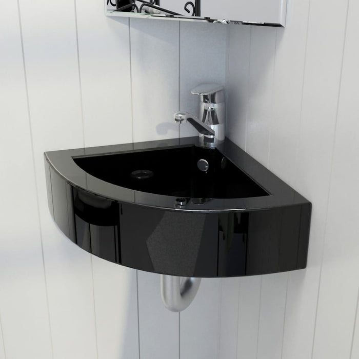 Wash Basin with Overflow 45x32x12.5 cm Black