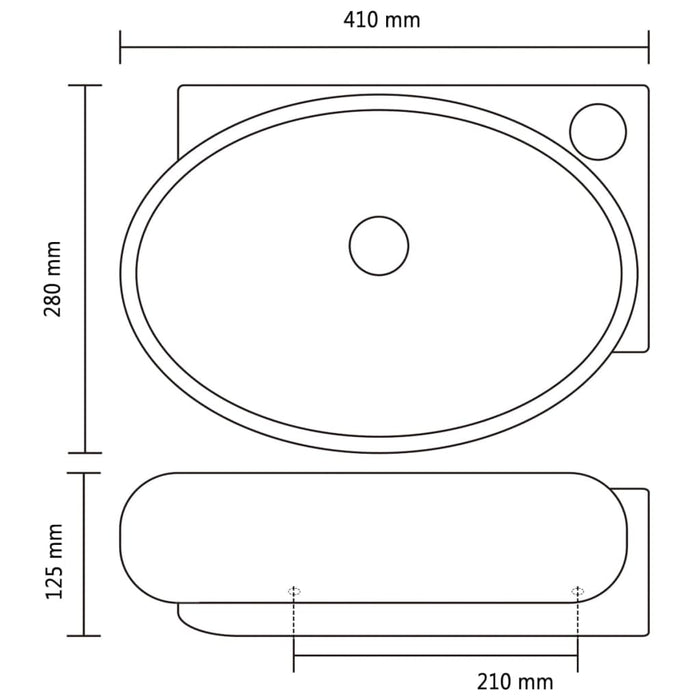 Ceramic Bathroom Sink Basin Faucet/Overflow Hole Black Round