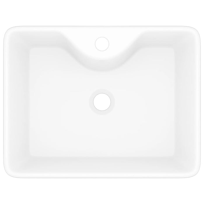 Ceramic Bathroom Sink Basin with Faucet Hole White Square