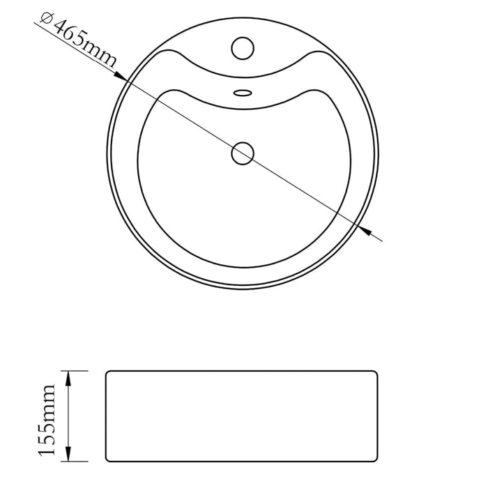 Ceramic Bathroom Sink Basin Faucet/Overflow Hole Black Round