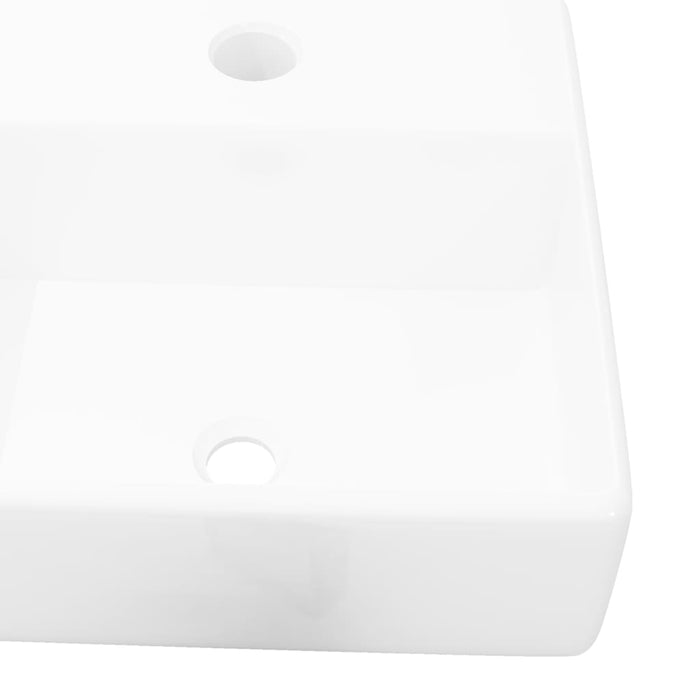 Ceramic Bathroom Sink Basin with Faucet Hole White Square