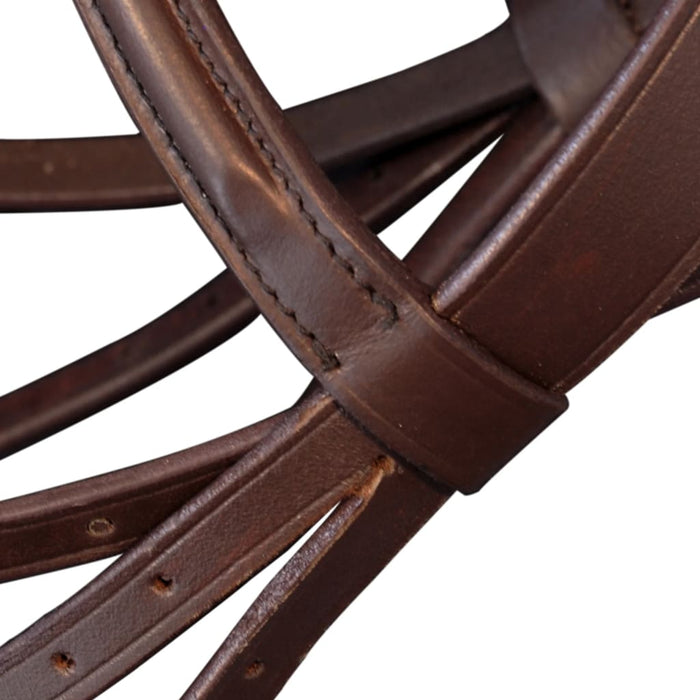 Leather Flash Bridle with Reins and Bit Brown Cob