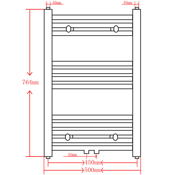 Grey Bathroom Central Heating Towel Rail Radiator Straight 500x764mm