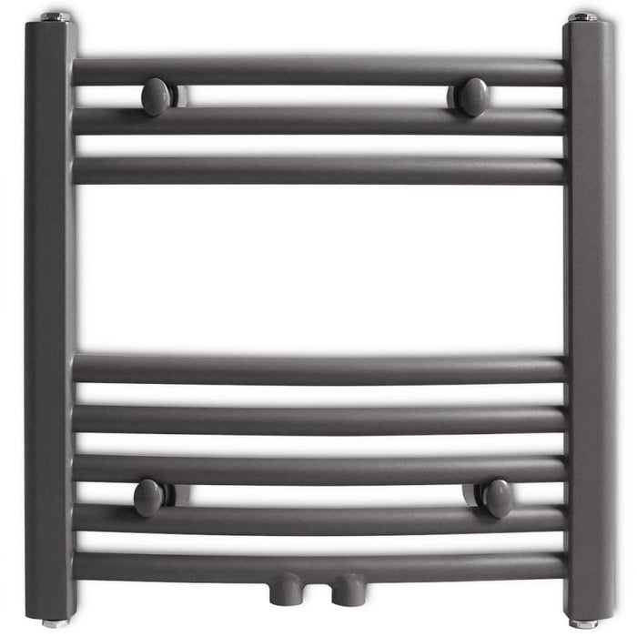 Grey Bathroom Central Heating Towel Rail Radiator Curve 480x480mm