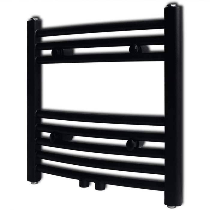 Black Bathroom Central Heating Towel Rail Radiator Curve 480x480mm