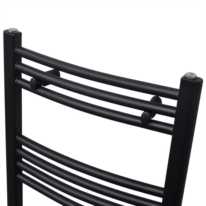 Black Bathroom Central Heating Towel Rail Radiator Curve 480x480mm