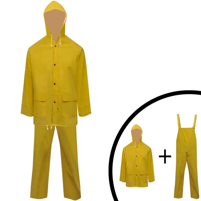 Waterproof Heavy-duty 2-piece Rain Suit with Hood Yellow XXL