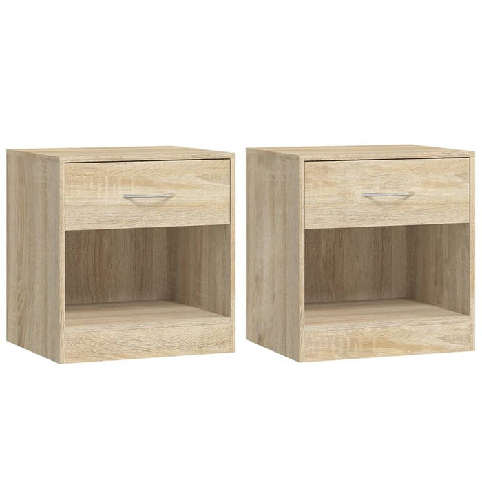 Nightstand 2 pcs with Drawer Oak Colour