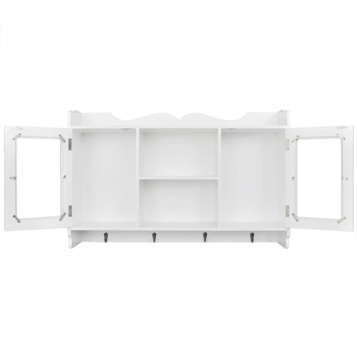 White MDF Wall Cabinet Display Shelf Book/DVD/Glass Storage