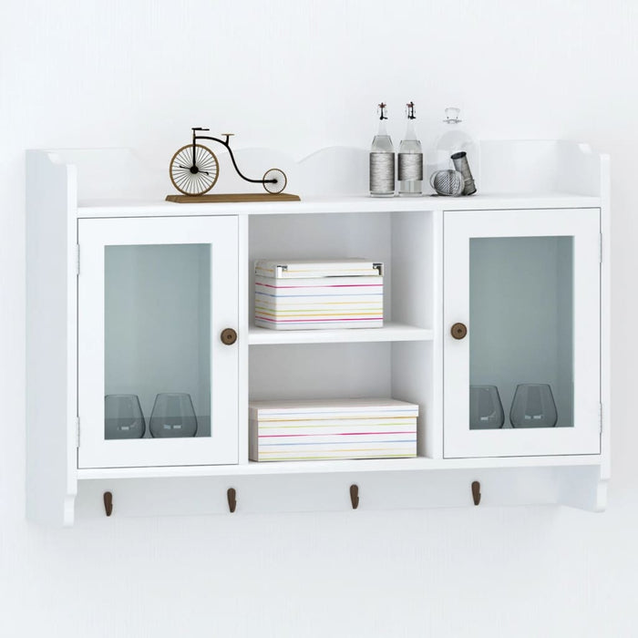 White MDF Wall Cabinet Display Shelf Book/DVD/Glass Storage