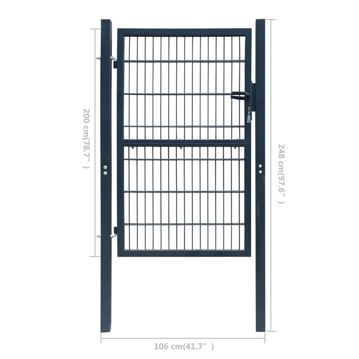 Fence Gate Steel 106x248 cm Anthracite