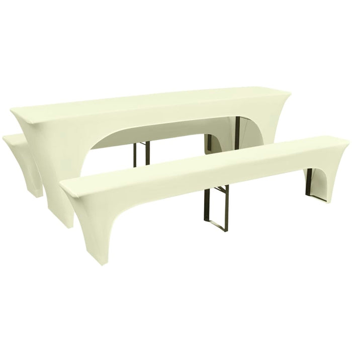 Three Piece Slipcover for Beer Table/Benches Stretch Cream