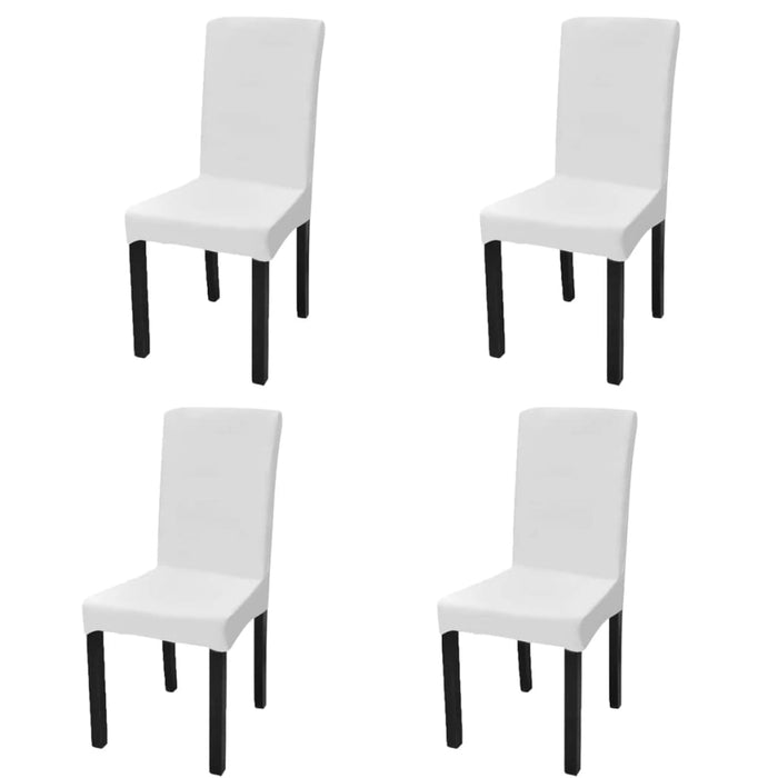 Straight Stretchable Chair Cover 4 pcs White