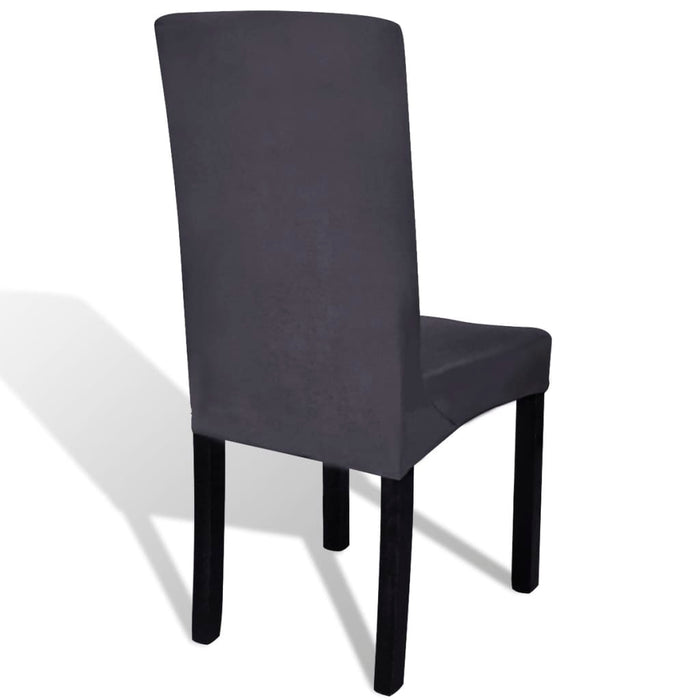 Straight Stretchable Chair Cover 6 pcs Anthracite