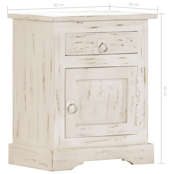 Bedside Cabinet White 40x30x50 cm Solid Mango Wood